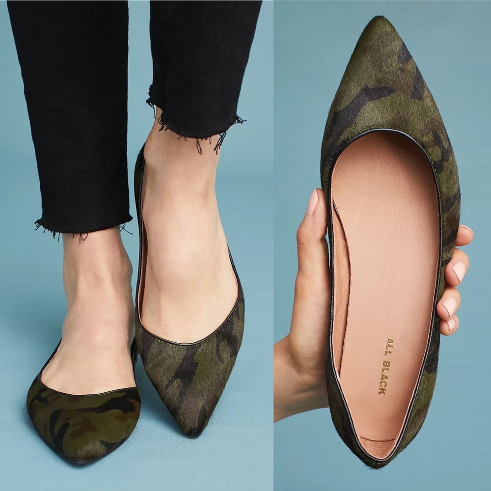 Anthropologie All Black Camouflage Flats